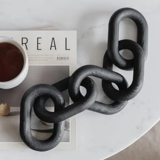 Wood Chain Link Décor Black 