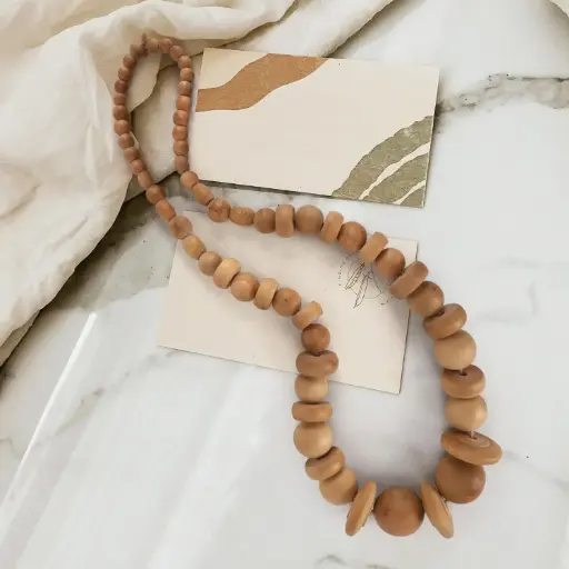 Large Wood Bead Garland Rustic 